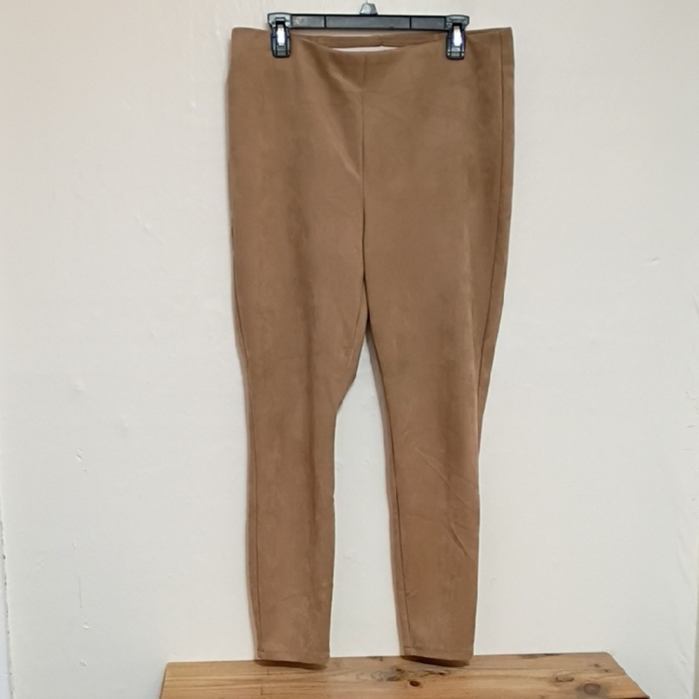 Chico's Tan Vegan Suede High Waisted Pull On Ankle Pants Size 2 US Size 12R NEW